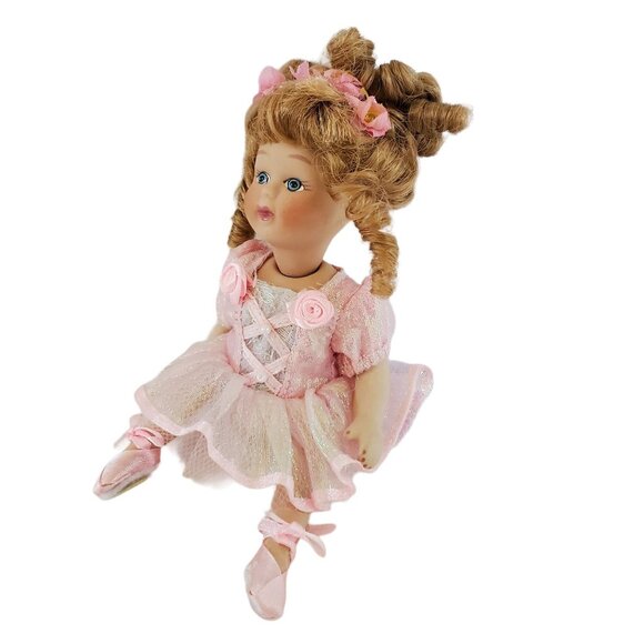 Geppeddo Collectible Porcelain Ballerina Doll 7" Pink Dress & Ballet Shoes Boxed - Picture 6 of 11